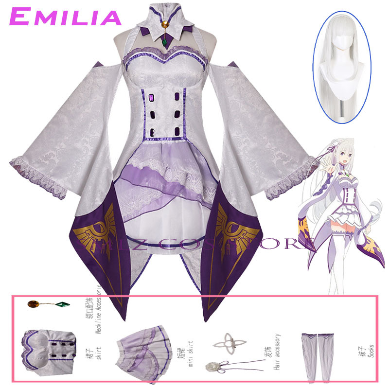 Emilia Cosplay Anime Re Zero K - Anime Cosplay Girl Costume ulasan dan harga
