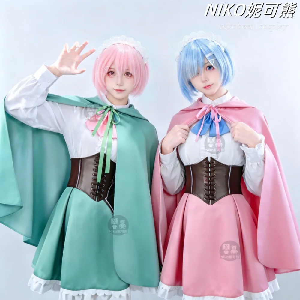 Rem Ram Cosplay Cloak Costume  - Anime Cosplay Rem ulasan dan harga